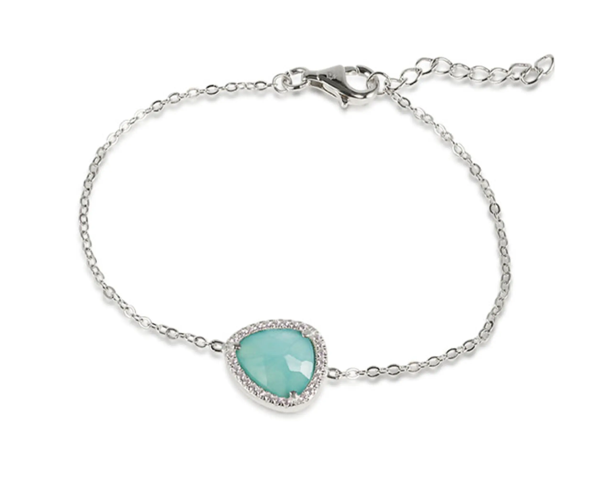 Silber Armband mit Amazonit und Zirkonia