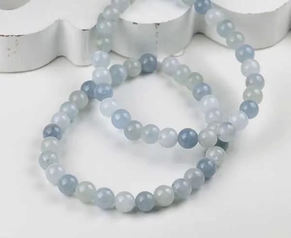 Armband aus Aquamarin Naturfarben 19 cm
