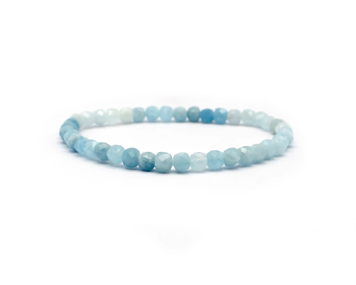 Aquamarin-Armband - Facettierte Würfel 4mm