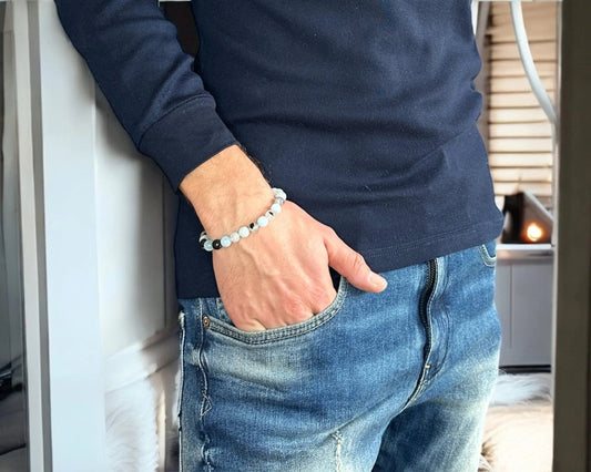 Armband aus Aquamarin, Bergkristall und Turmalin