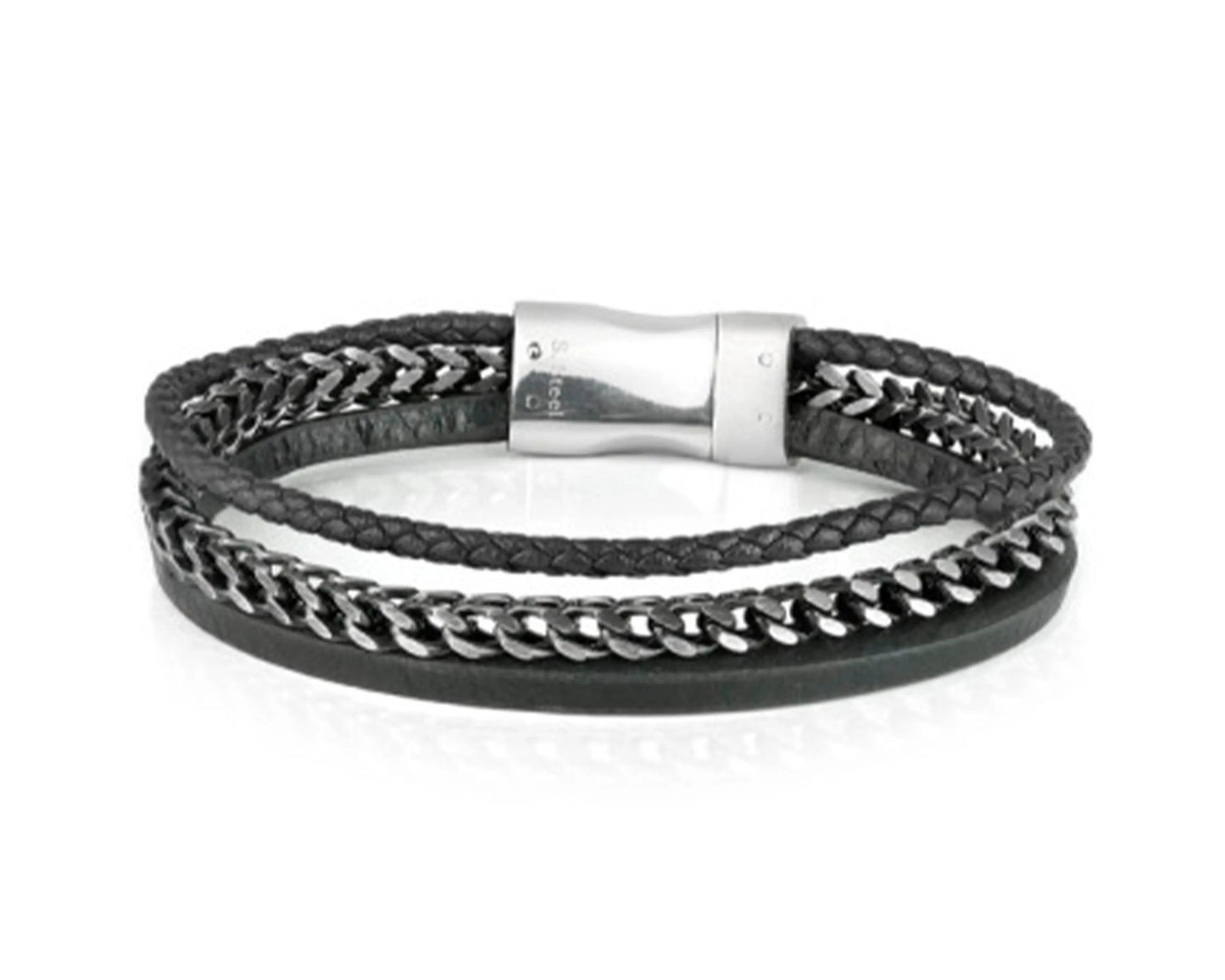 Armband aus Leder und Edelstahl – Zeitloses Design in Schwarz Tiger Treasure - Qualität, inspiriert seit 1890