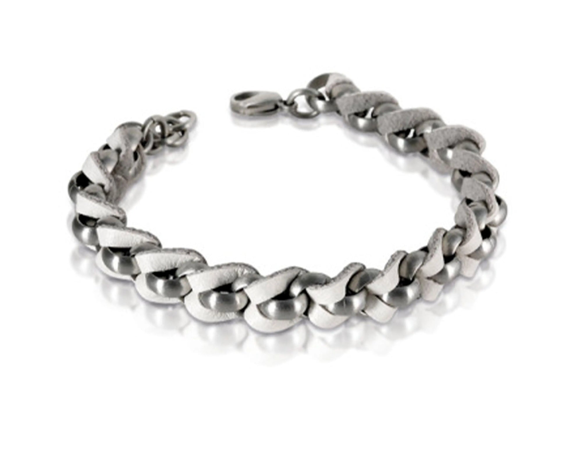 Armband aus weiß mattem Leder und Edelstahl – Modern & stilvoll Tiger Treasure - Qualität, inspiriert seit 1890