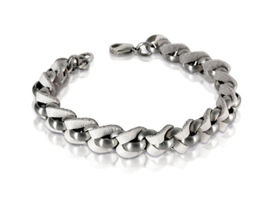 Armband aus weiß mattem Leder und Edelstahl – Modern & stilvoll Tiger Treasure - Qualität, inspiriert seit 1890