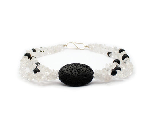 Bergkristall und Lavastein Kette mit Edelsteinen aus Europa eine ausdrucksstarke Kombination Tiger Treasure - Qualität, inspiriert seit 1890