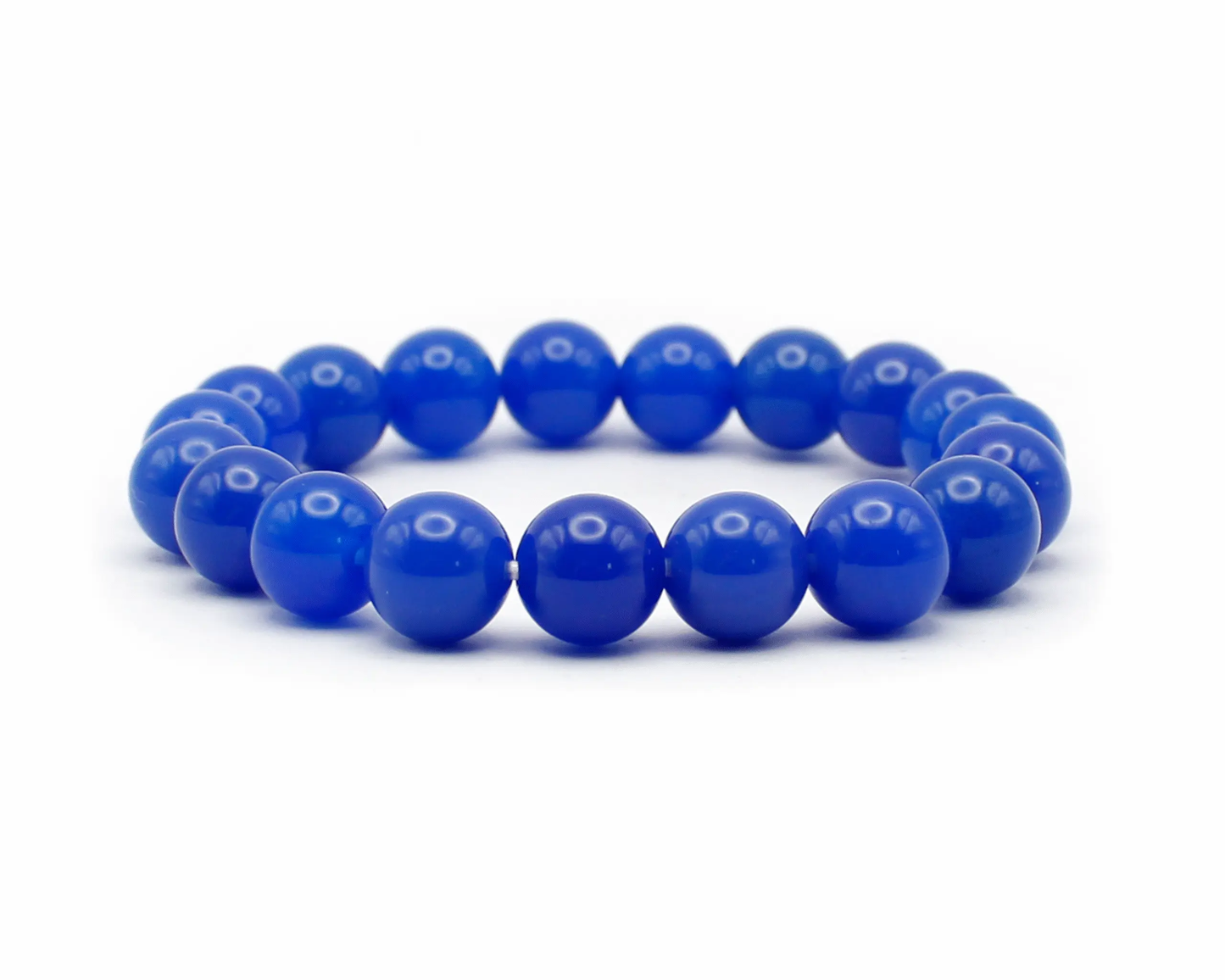 Handgefertigtes Blauachat-Armband mit 10 mm Perlen