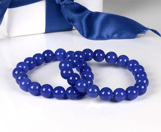 Handgefertigtes Blauachat-Armband mit 10 mm Perlen