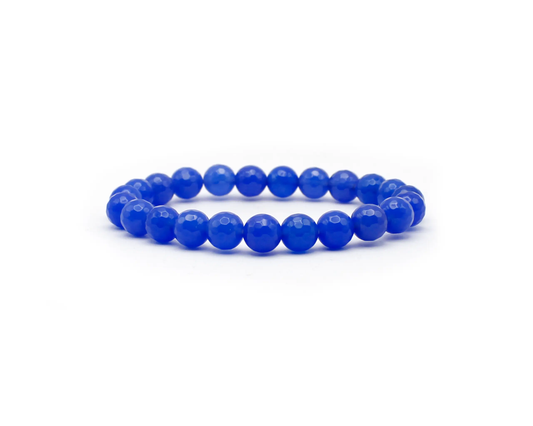 Handgefertigtes Blauachat-Armband mit 8 mm facettierten Perlen