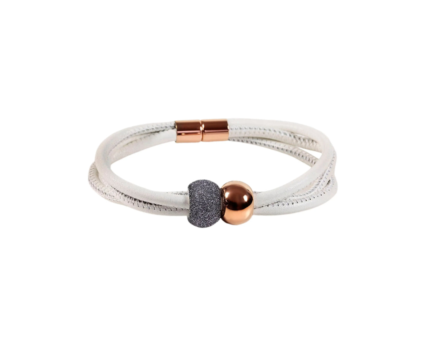 Three-row leather bracelet