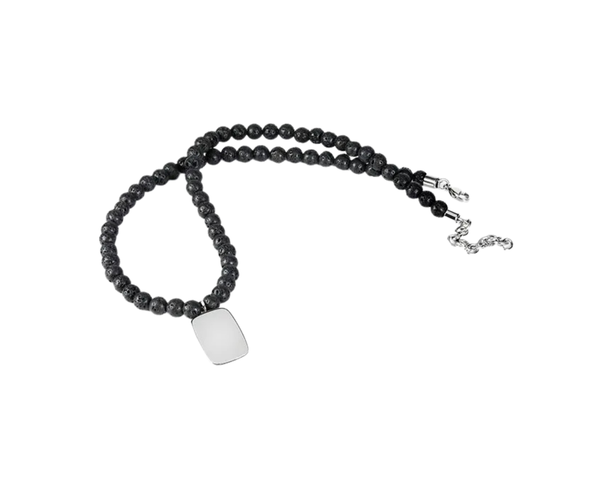 Edelstahl- und Lavastein-Collier, handgefertigt | Tiger Treasure