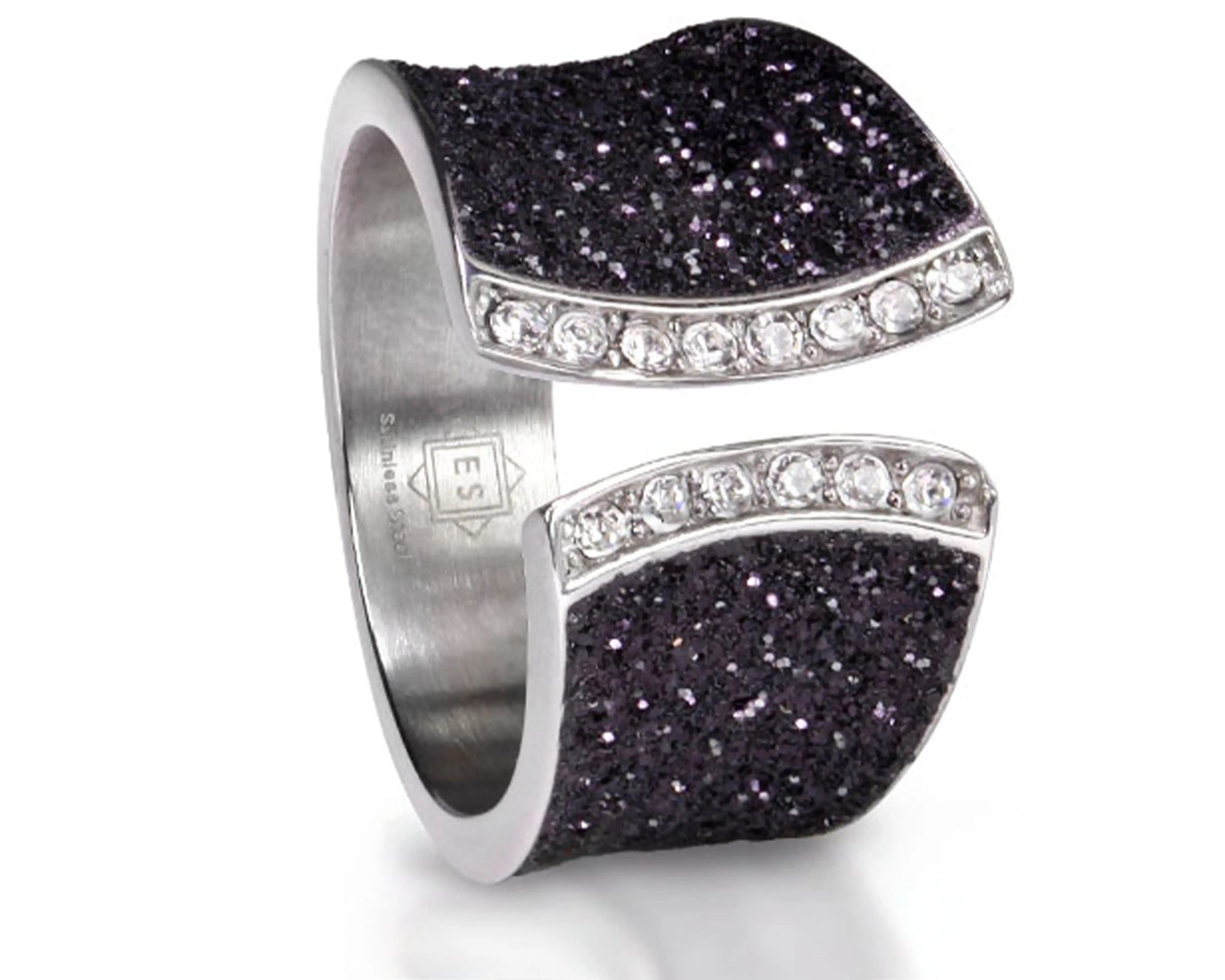 Edelstahlring „Sternenglanz“ mit Zirkonia – Schwarzer Zauber und funkelnde Akzente Tiger Treasure - Qualität, inspiriert seit 1890