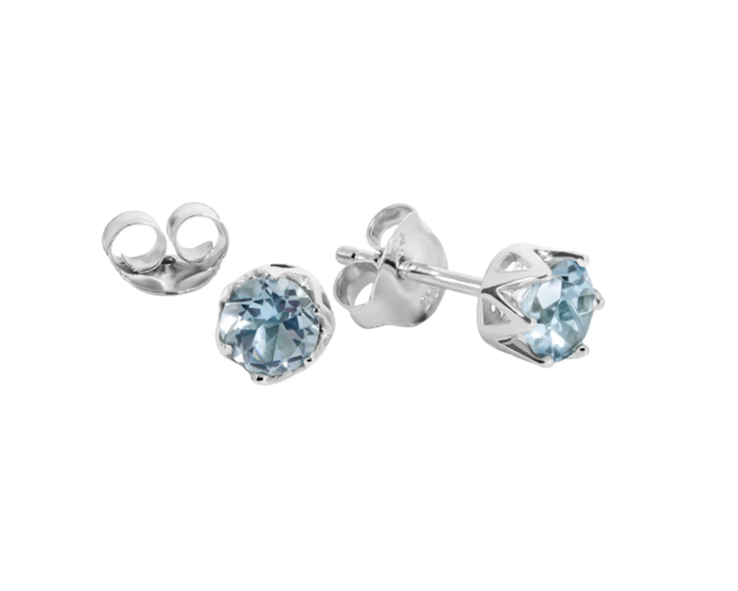 Blue topaz stud earrings in silver