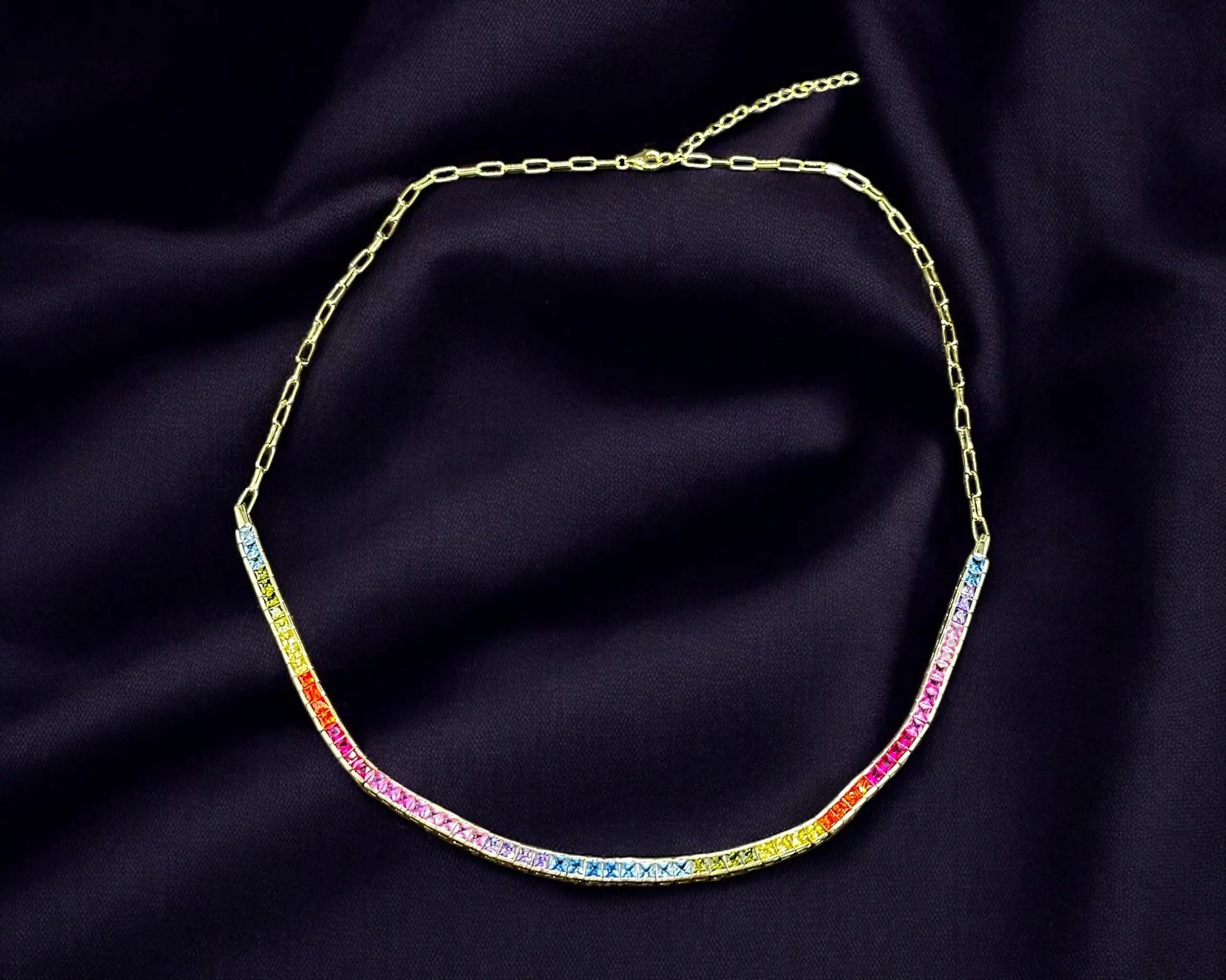 Vergoldete Kette mit Rainbow Zirkoniasteinen für LGBTQ Pride