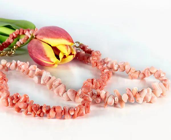Exquisite Korallen-Kette aus Corallium secundum mit silber-vergoldetem Karabiner