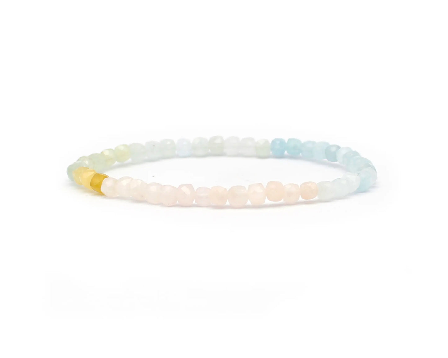 Handgefertigtes Beryll Armband – 4 mm facettierte Edelstein-Perlen mit Diamond Polish