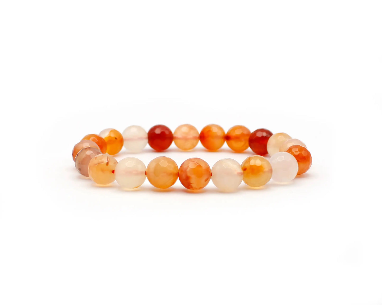 Handgefertigtes Carneol-Armband mit facettierten 10 mm Naturperlen echtes Edelstein-Armband für Vitalität und Eleganz
