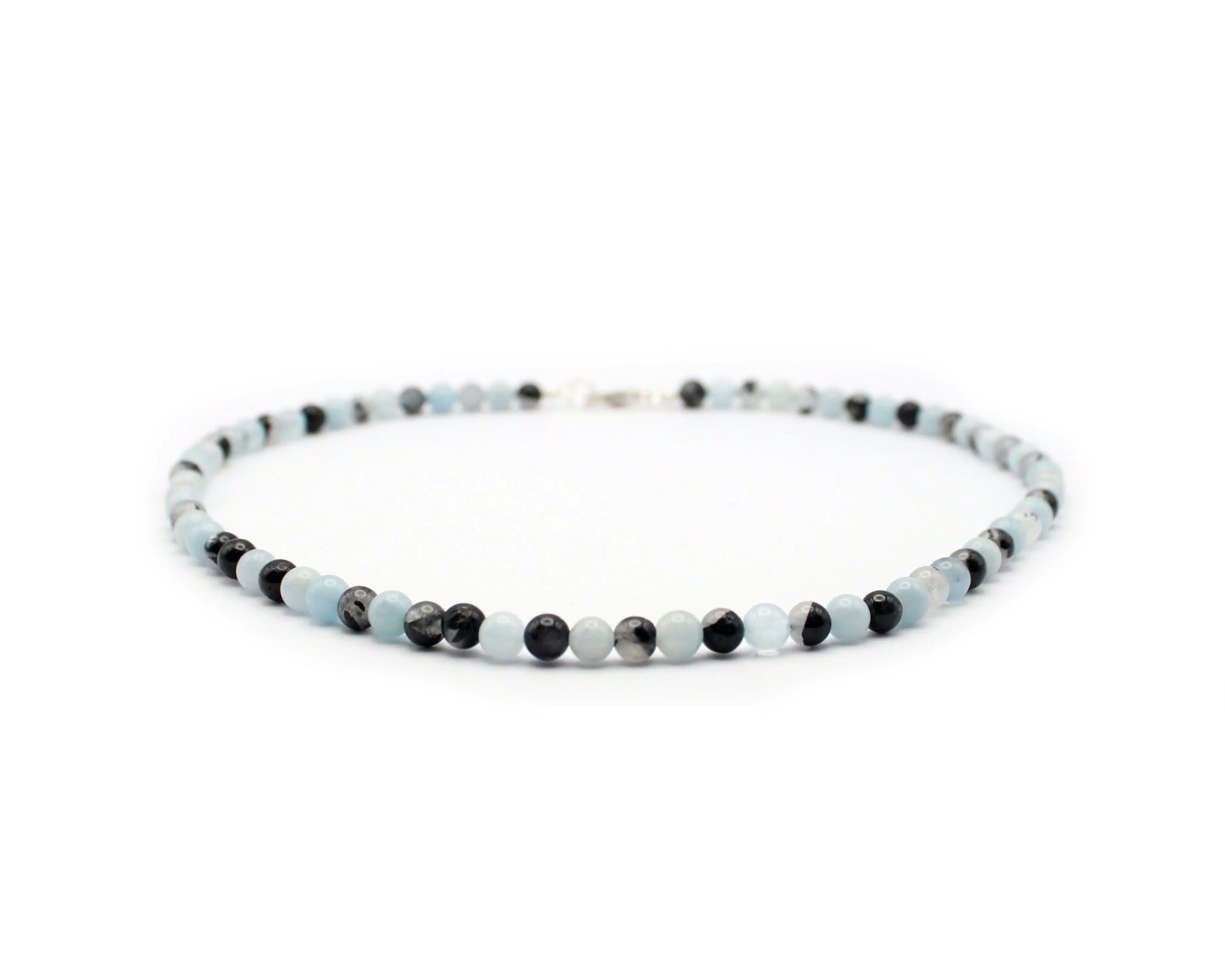 Kette aus Aquamarin Bergkristall und Turmalin handgefertigtes Schmuckstück aus Brasilien mit 925 Silberkarabiner für Klarheit Balance und innere Harmonie Tiger Treasure - Qualität, inspiriert seit 1890