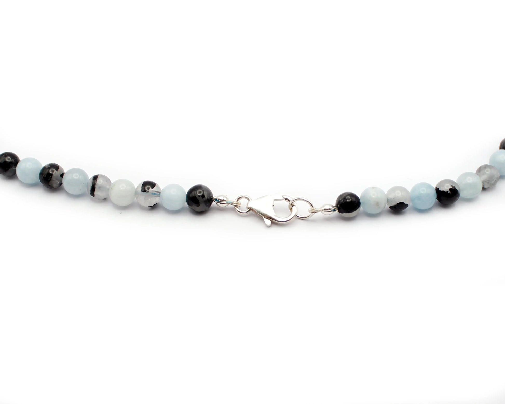 Kette aus Aquamarin Bergkristall und Turmalin handgefertigtes Schmuckstück aus Brasilien mit 925 Silberkarabiner für Klarheit Balance und innere Harmonie Tiger Treasure - Qualität, inspiriert seit 1890