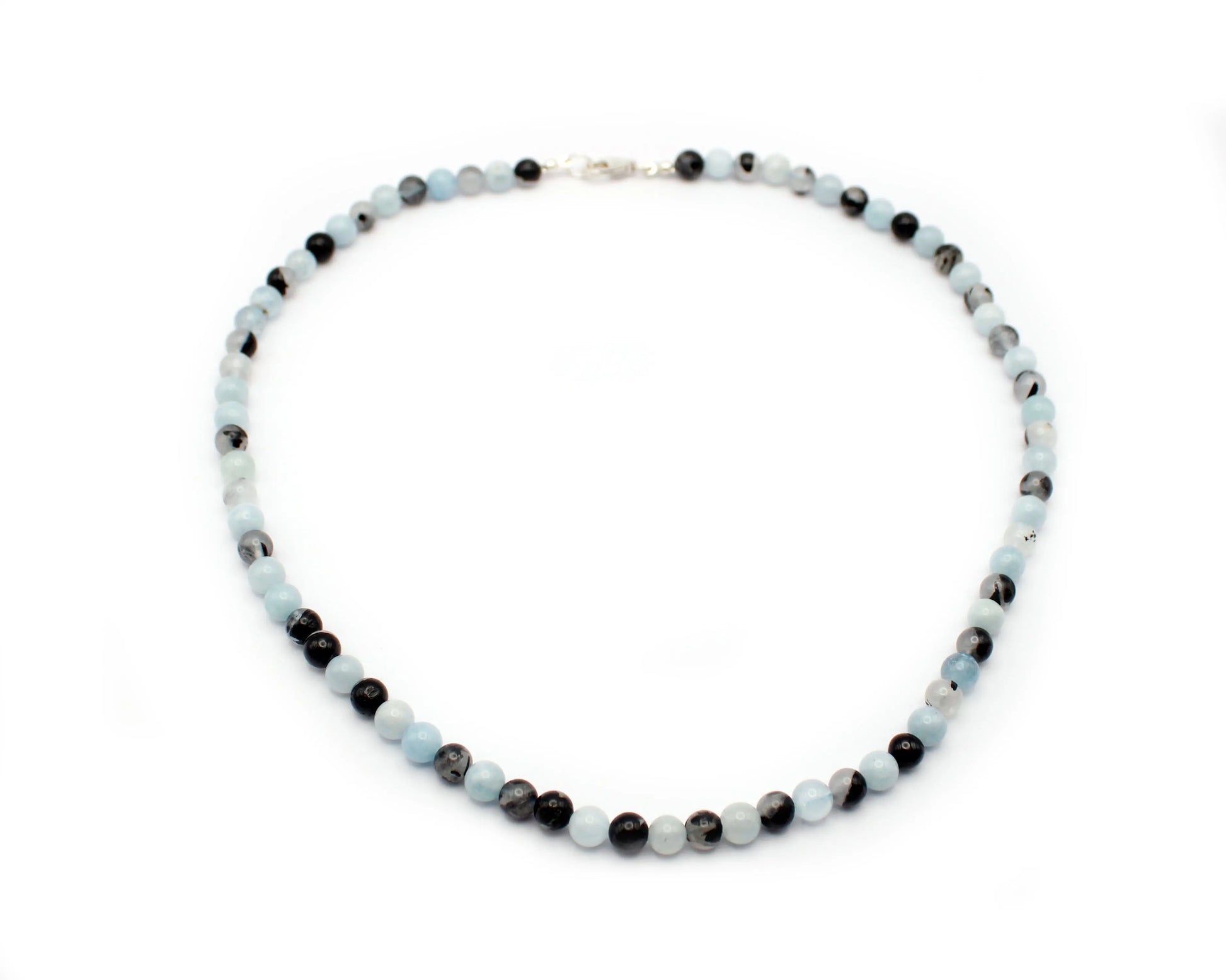 Kette aus Aquamarin Bergkristall und Turmalin handgefertigtes Schmuckstück aus Brasilien mit 925 Silberkarabiner für Klarheit Balance und innere Harmonie Tiger Treasure - Qualität, inspiriert seit 1890