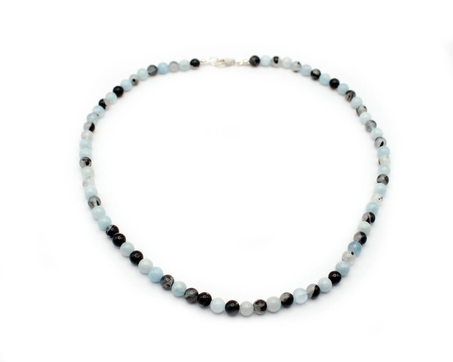 Kette aus Aquamarin Bergkristall und Turmalin handgefertigtes Schmuckstück aus Brasilien mit 925 Silberkarabiner für Klarheit Balance und innere Harmonie Tiger Treasure - Qualität, inspiriert seit 1890