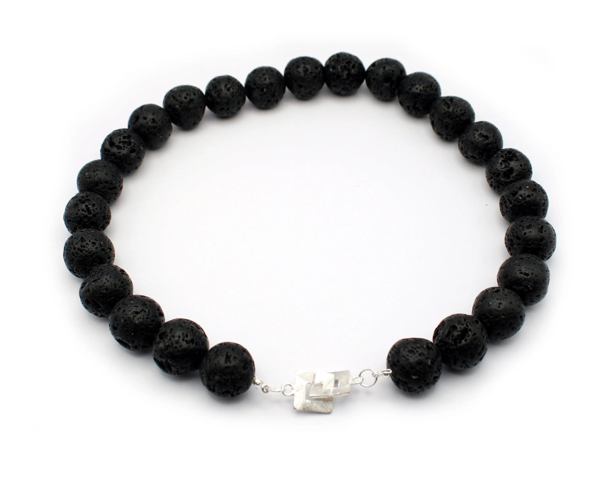 Lavastein Kette 18 mm handgefertigtes Schmuckstück aus Vulkangestein mit 925 Silberverschluss für Stärke Ausdruck und Ursprünglichkeit Tiger Treasure - Qualität, inspiriert seit 1890