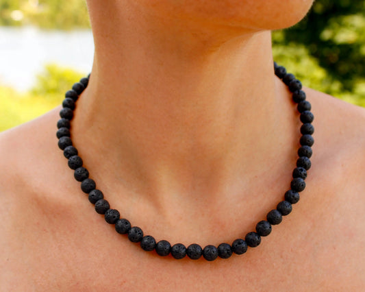 Lavastein Kette mit Edelsteinen aus Europa für natürliche Kraft und markante Eleganz Tiger Treasure - Qualität, inspiriert seit 1890