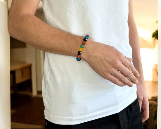 Multicolor Achat Armband mit 10mm Steinen