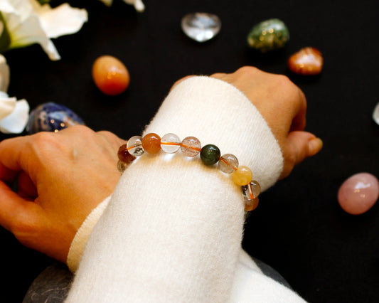 Multicolor Armband aus Bergkristall und Rutil handgefertigt mit Edelsteinen aus Madagaskar Schmuckstück für stilvolle Spiritualität und Inspiration Tiger Treasure- Qualität, inspiriert seit 1890