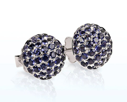 Ohrstecker aus 18K Weißgold mit Iolith – Faszinierendes Farbspiel in edler Halbkugel Tiger Treasure - Qualität, inspiriert seit 1890