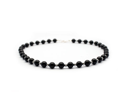 Onyx Kette mit Hämatit handgefertigtes Schmuckstück aus Brasilien und Marokko mit 925 Silberkarabiner für Stärke Balance und Eleganz Tiger Treasure - Qualität, inspiriert seit 1890