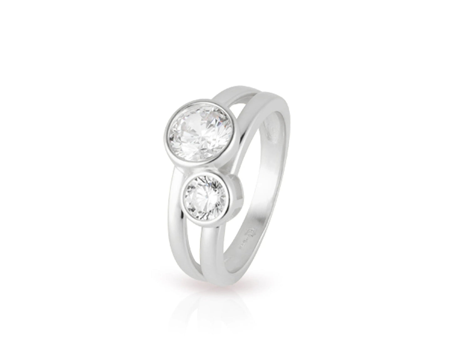 Ring mit rund facettiertem Zirkonia – 7 mm & 5 mm Ø, in Silber, Roségold oder Gold Tiger Treasure - Qualität, inspiriert seit 1890