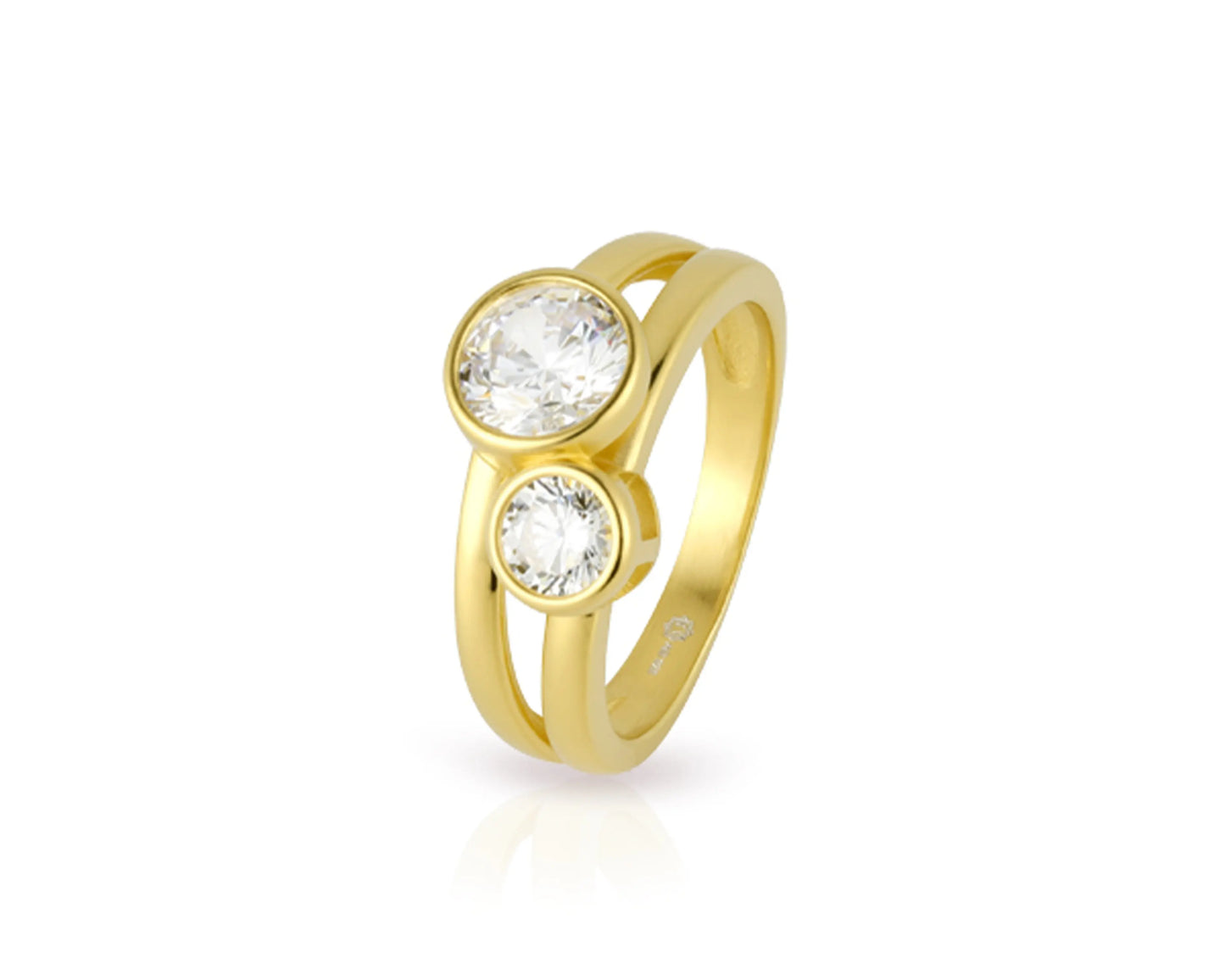 Ring mit rund facettiertem Zirkonia – 7 mm & 5 mm Ø, in Silber, Roségold oder Gold Tiger Treasure - Qualität, inspiriert seit 1890