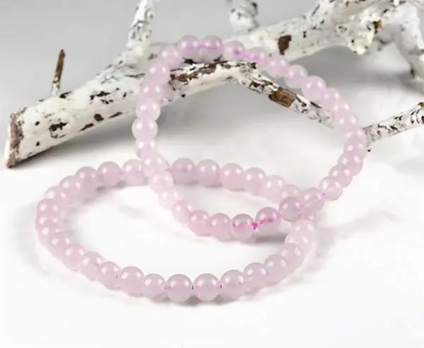 Handgefertigtes Rosenquarz-Armband mit 6 mm Perlen 20 cm echte Edelsteine für Liebe und Harmonie
