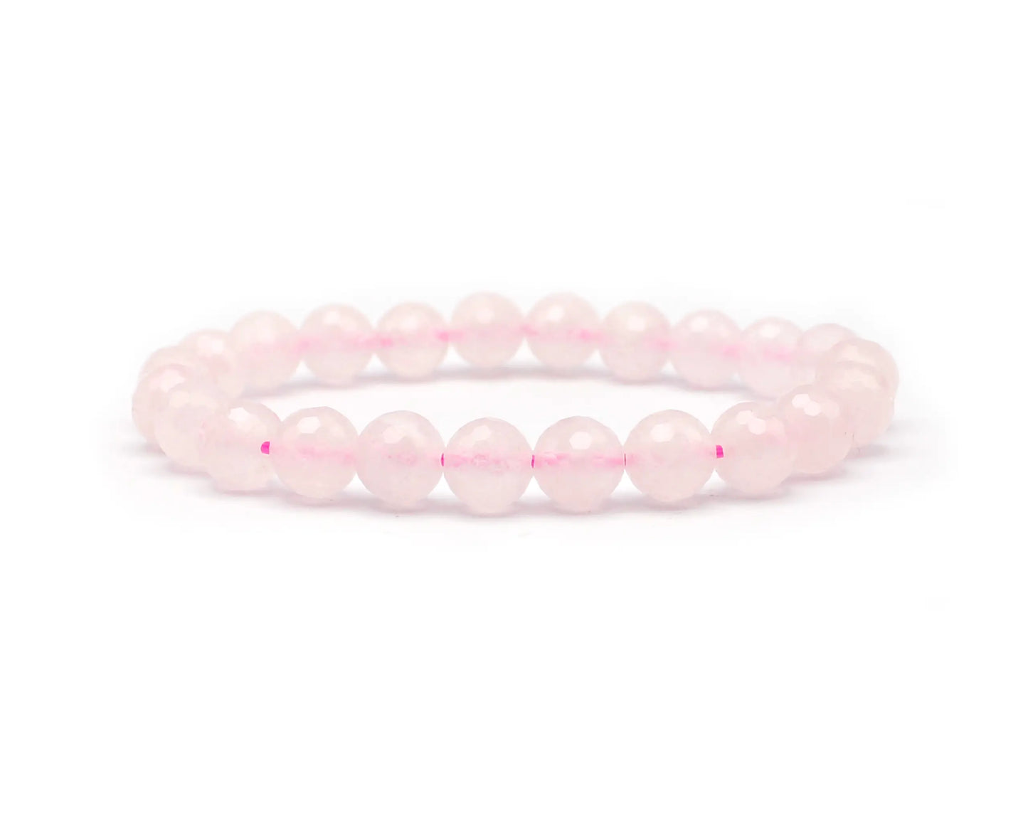 Handgefertigtes facettiertes Rosenquarz-Armband mit 8 mm Perlen echtes Edelstein-Armband aus Deutschland für Liebe und innere Harmonie