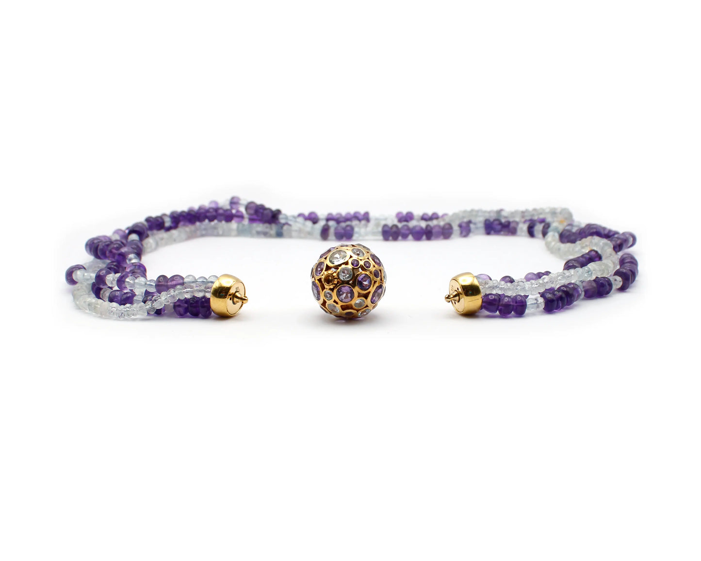 Silber Collier mit Amethyst, Aquamarin und Topas vergoldet