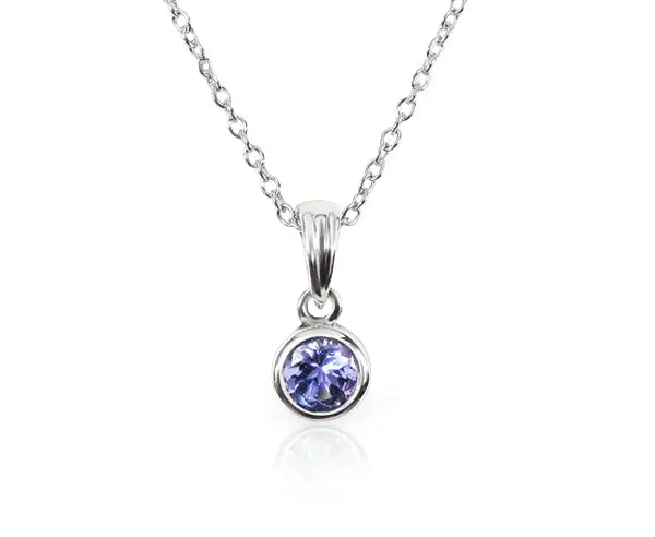 Silber Collier mit rund facettiertem Tansanit-Anhänger