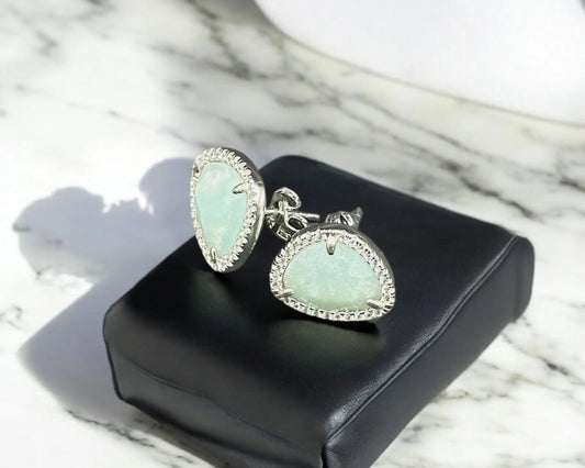 Silber Ohrstecker mit Amazonit und Zirkonia