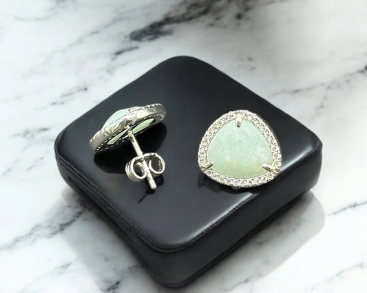 Silber Ohrstecker mit Amazonit und Zirkonia