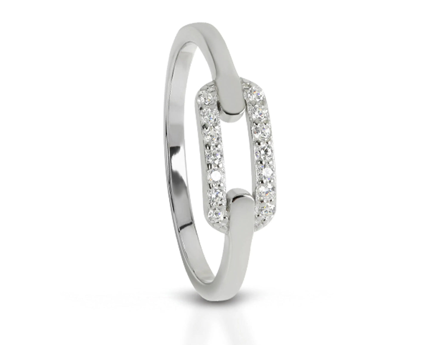 Silber Ring – Rund facettierter Zirkonia, rhodiniert Tiger Treasure - Qualität, inspiriert seit 1890