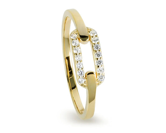 Silber Ring – Rund facettierter Zirkonia, vergoldet Tiger Treasure - Qualität, inspiriert seit 1890