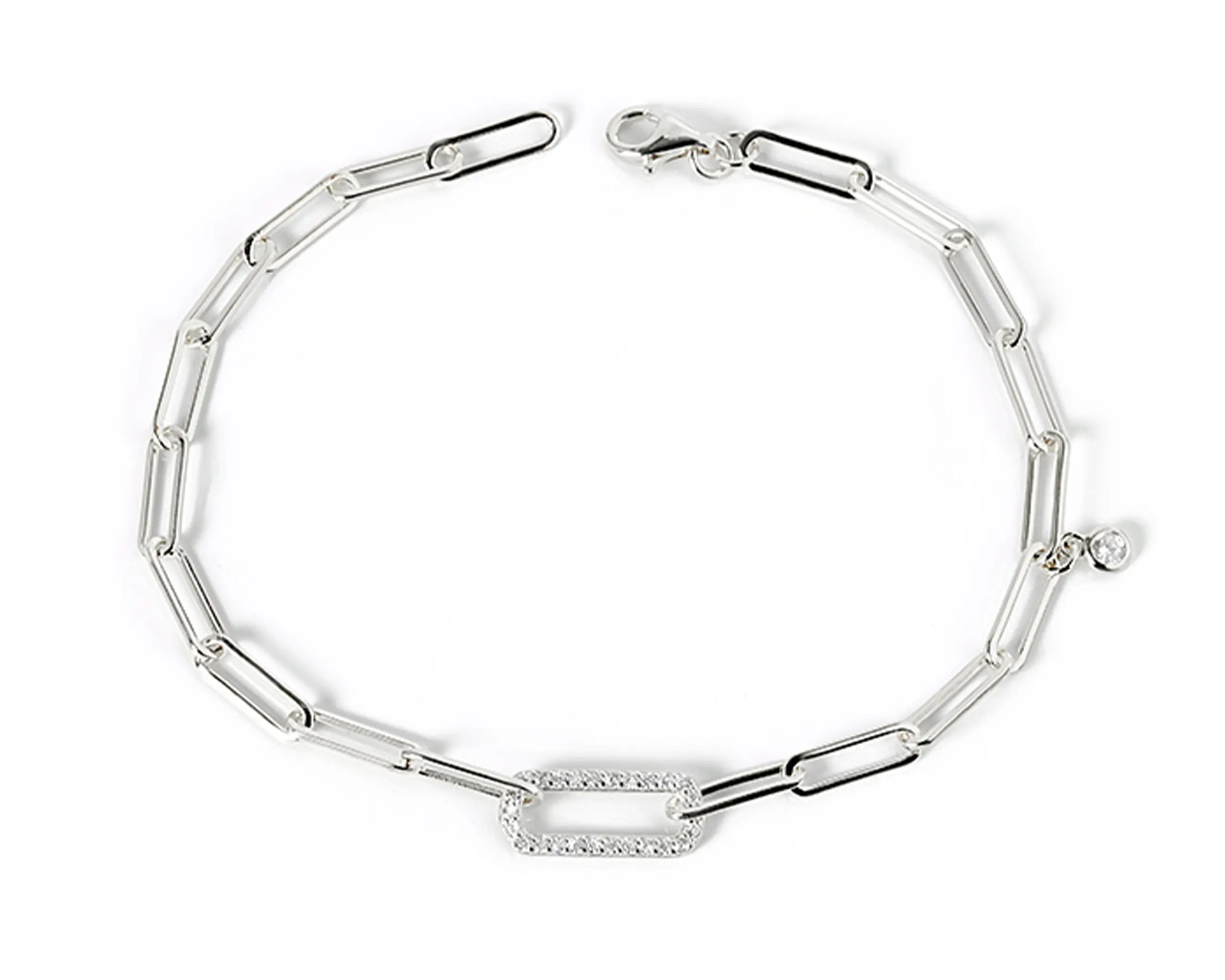 Silber Armband mit facettierten Zirkonia und Ankerdesign