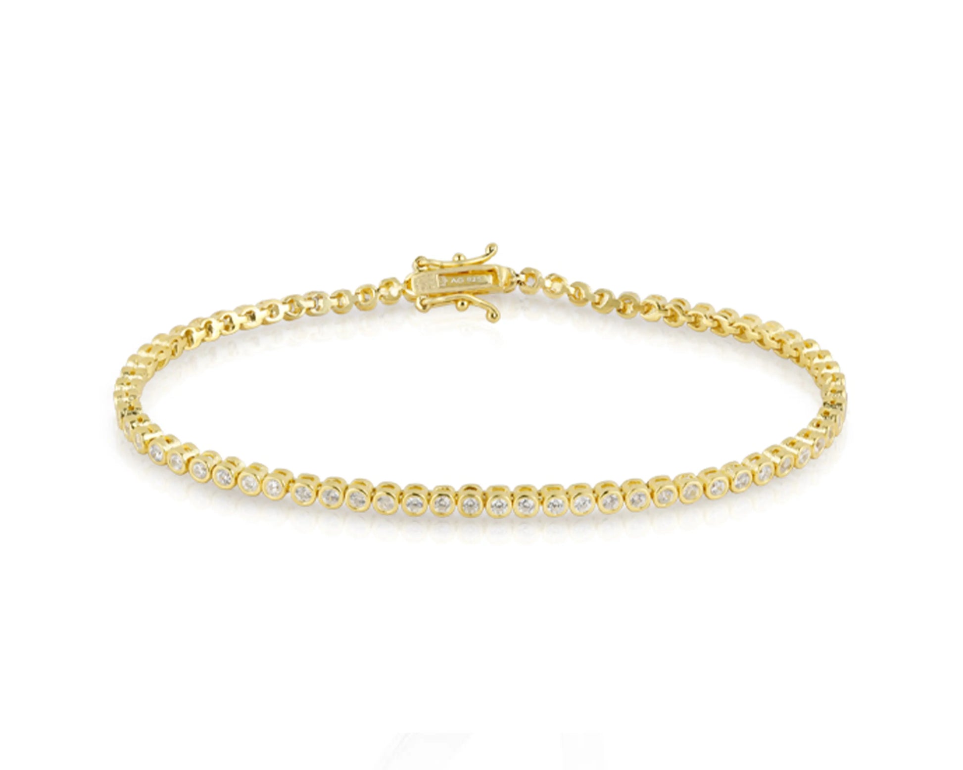 Silberarmband vergoldet mit rund facettierten Zirkonia in Zargenfassung Tiger Treasure - Qualität, inspiriert seit 1890