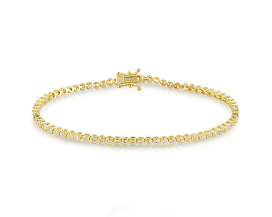 Silberarmband vergoldet mit rund facettierten Zirkonia in Zargenfassung Tiger Treasure - Qualität, inspiriert seit 1890