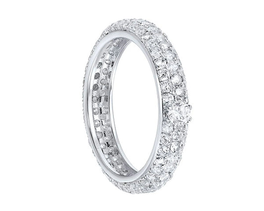 Silberring mit rund facettiertem Zirkonia – weiß rhodiniert Tiger Treasure - Qualität, inspiriert seit 1890