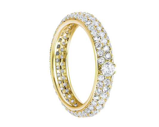 Silberring mit rund facettiertem Zirkonia – weiß vergoldet Tiger Treasure - Qualität, inspiriert seit 1890