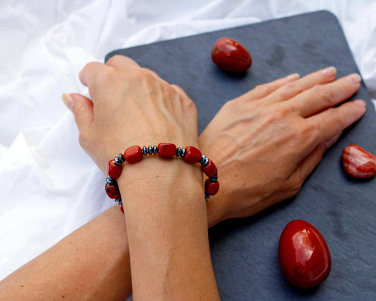 Silex Armband mit Hämatit Armband 11x8mm barock handgefertigt mit Edelsteinen aus Europa und Brasilien Schmuckstück für Schutz und Stärke Tiger Treasure- Qualität, inspiriert seit 1890
