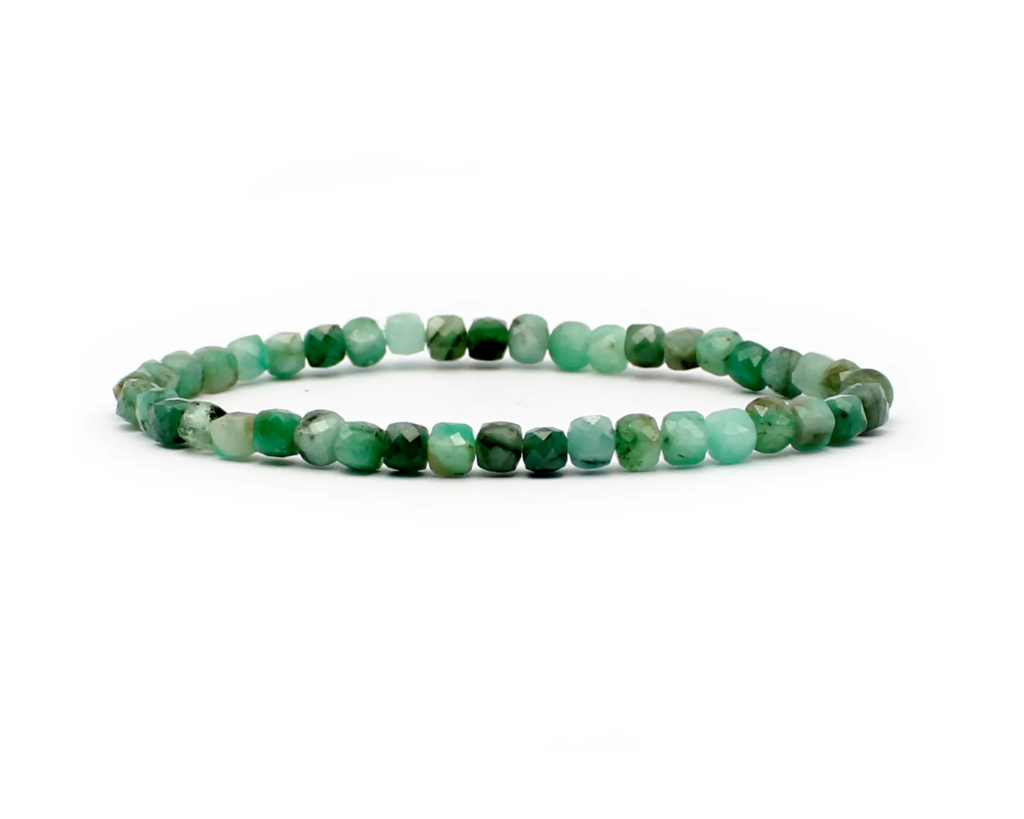 Handgefertigtes Smaragd Armband – 4 mm facettierte Edelstein-Perlen mit Diamond Polish