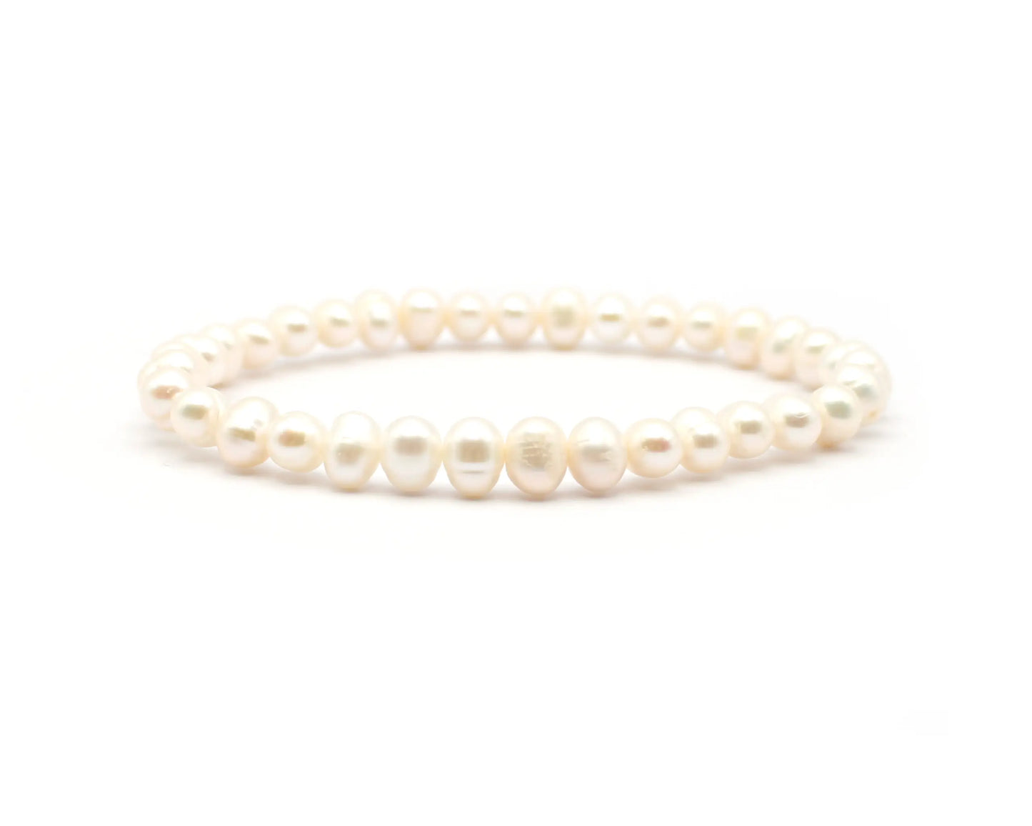 Handgefertigtes Süßwasser-Zuchtperlen-Armband, ovale 5-6 mm Perlen, 19 cm Länge, für zeitlose Eleganz