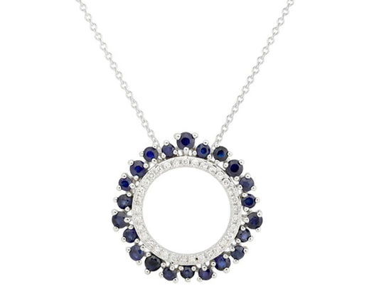 Weißgoldcollier 585 mit Saphiren & Diamanten im Kreis-Design Tiger Treasure - Qualität, inspiriert seit 1890