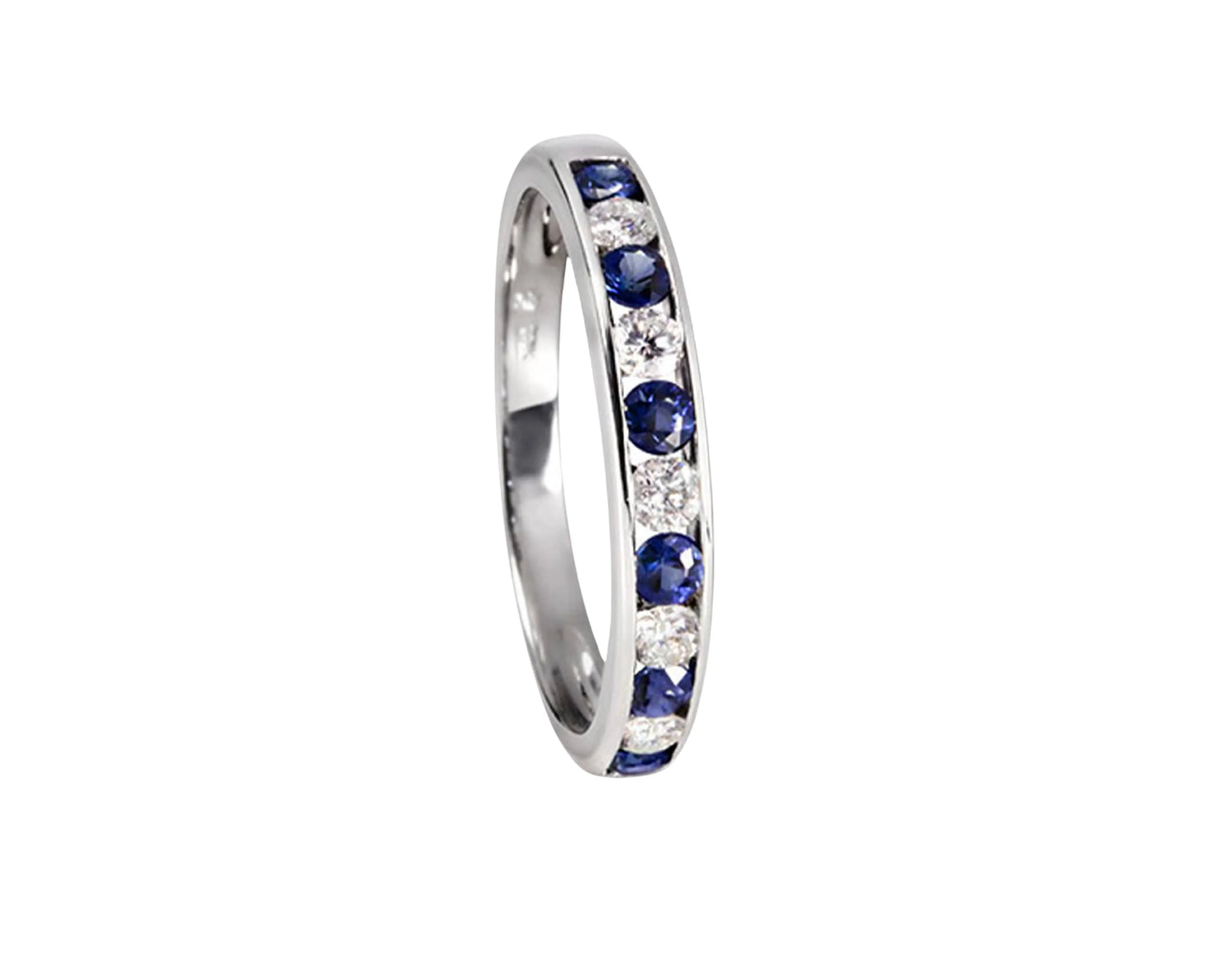 750 white gold ring with sapphires and diamonds