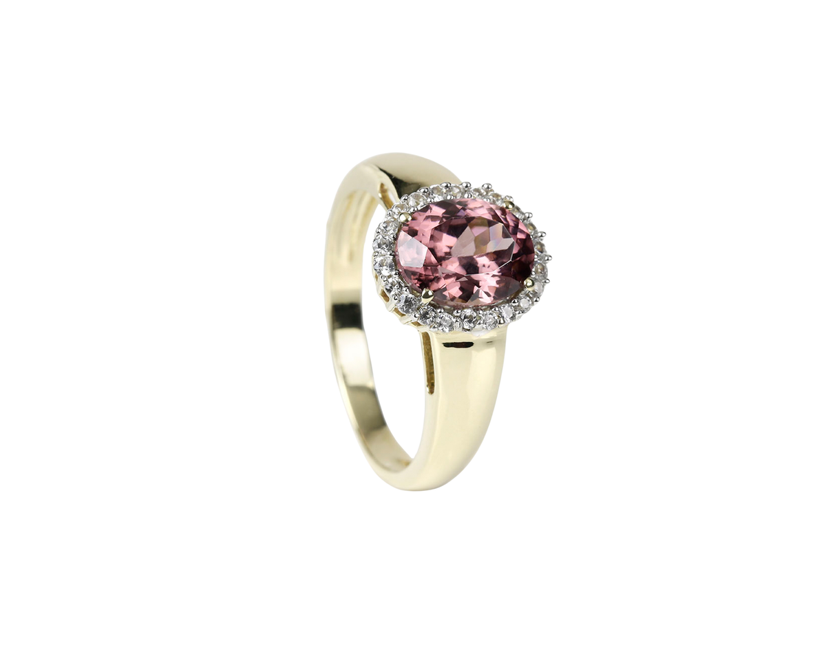 Zirkon-Ring facettiert 14k Gelbgold mit Diamanten, handgefertigt | Tiger Treasure